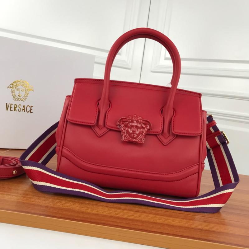 Versace Chain Handbags DBFF452 Full leather plain plain plain solid color, natural color button red
